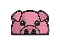 Peeking Pig Multi-Color Embroidered Iron-On or Hook & Loop Patch Applique