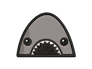 Peeking Shark Multi-Color Embroidered Iron-On or Hook & Loop Patch Applique