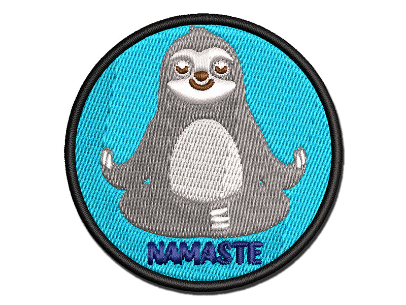 Yoga Sloth Namaste Multi-Color Embroidered Iron-On or Hook & Loop Patch Applique