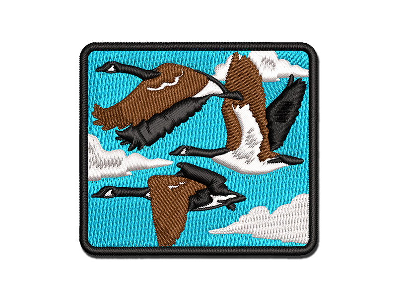 Canadian Canada Geese Flying Goose Multi-Color Embroidered Iron-On or Hook & Loop Patch Applique