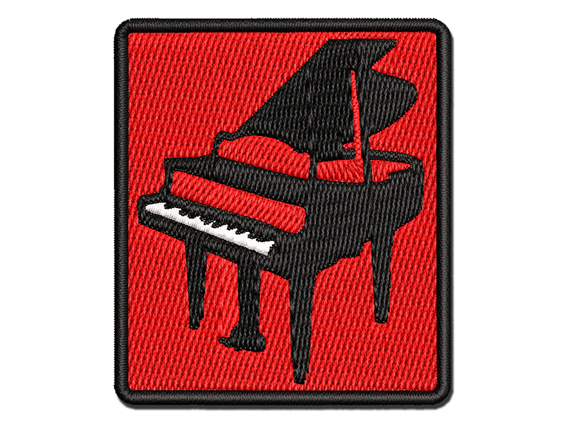 Grand Piano Musical Instrument Multi-Color Embroidered Iron-On or Hook & Loop Patch Applique