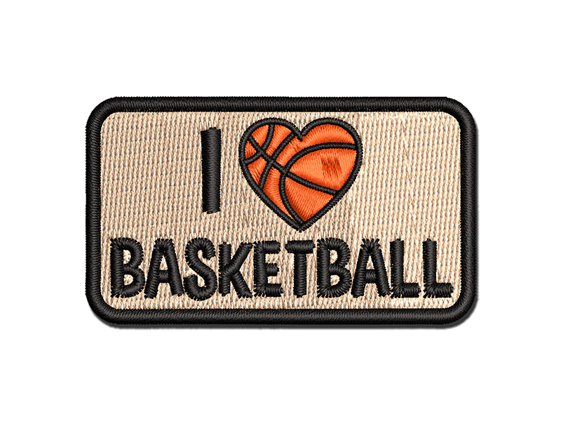 I Love Basketball Heart Shaped Ball Sports Multi-Color Embroidered Iron-On or Hook & Loop Patch Applique