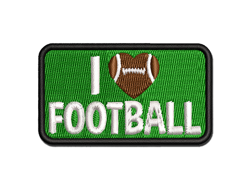 I Love Football Heart Shaped Ball Sports Multi-Color Embroidered Iron-On or Hook & Loop Patch Applique