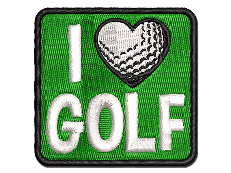 I Love Golf Heart Shaped Ball Sports Multi-Color Embroidered Iron-On or Hook & Loop Patch Applique