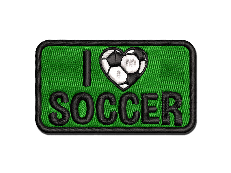 I Love Soccer Heart Shaped Ball Sports Multi-Color Embroidered Iron-On or Hook & Loop Patch Applique