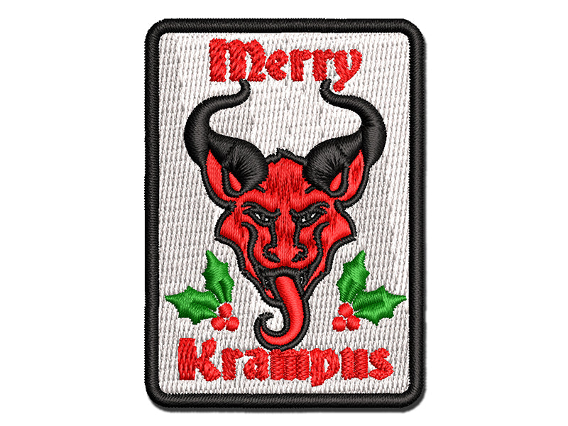 Merry Krampus Christmas Folklore Multi-Color Embroidered Iron-On or Hook & Loop Patch Applique