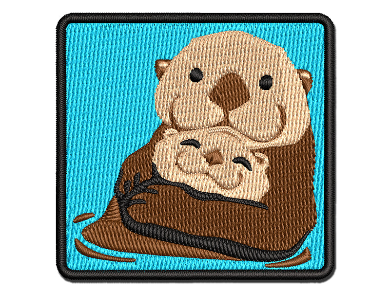 Mom Sea Otter and Baby Mother's Day Multi-Color Embroidered Iron-On or Hook & Loop Patch Applique