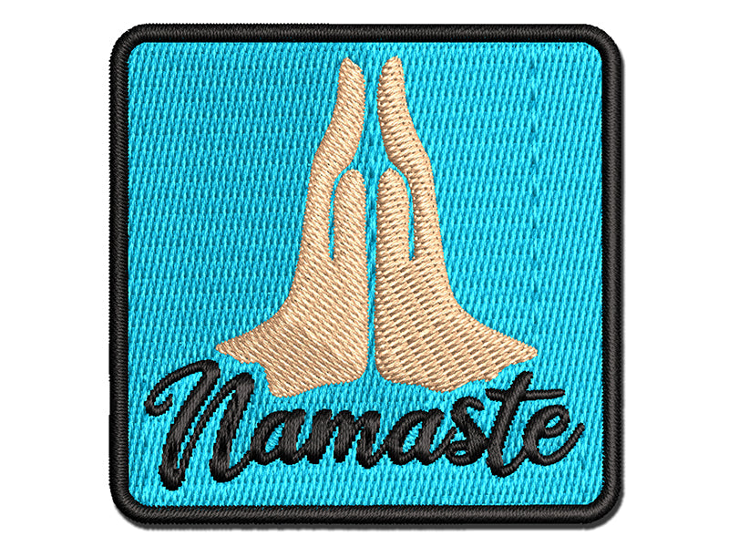 Namaste Palm of Hands Together Yoga Multi-Color Embroidered Iron-On or Hook & Loop Patch Applique