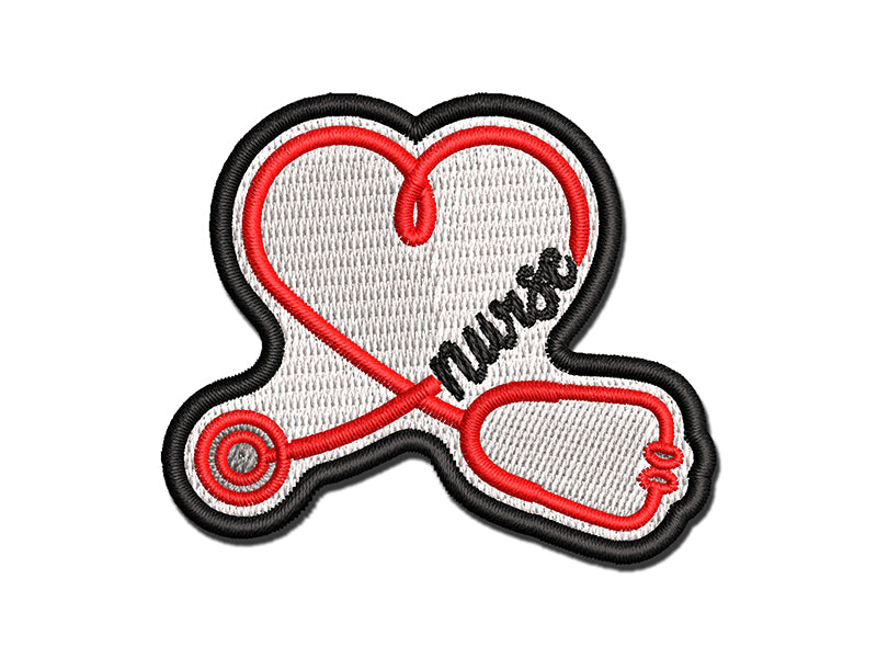 Nurse Heart Stethoscope Multi-Color Embroidered Iron-On or Hook & Loop Patch Applique
