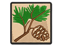 Pine Tree Branch with Pinecone Cone Winter Multi-Color Embroidered Iron-On or Hook & Loop Patch Applique