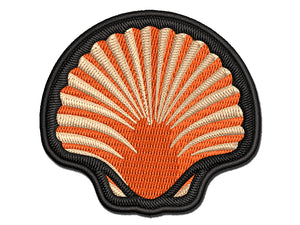 Scallop Seashell Hashmark Shaded Beach Shell Multi-Color Embroidered Iron-On or Hook & Loop Patch Applique