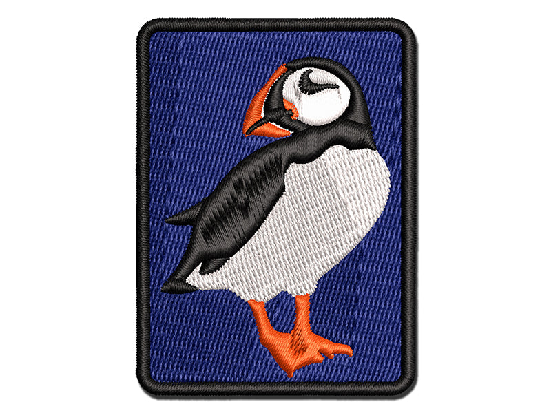 Shy Puffin Bird Multi-Color Embroidered Iron-On or Hook & Loop Patch Applique