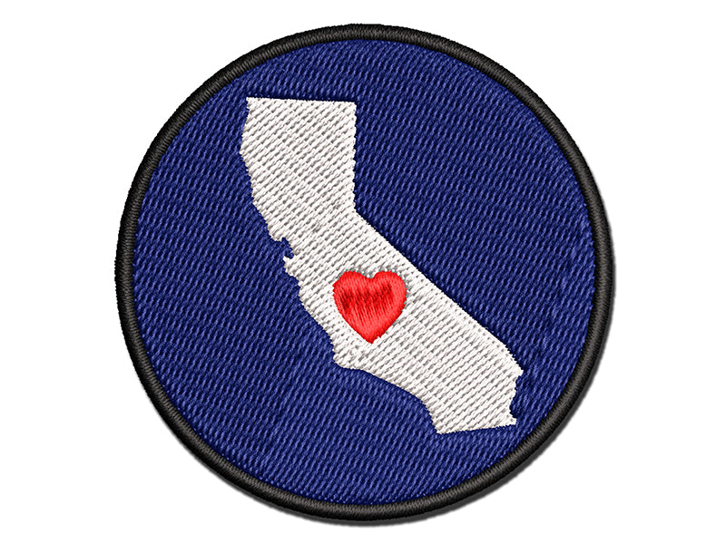 California State with Heart Multi-Color Embroidered Iron-On or Hook & Loop Patch Applique