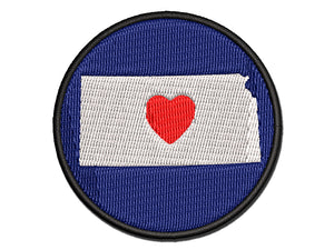 Kansas State with Heart Multi-Color Embroidered Iron-On or Hook & Loop Patch Applique