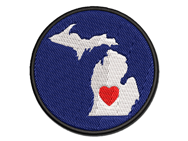 Michigan State with Heart Multi-Color Embroidered Iron-On or Hook & Loop Patch Applique