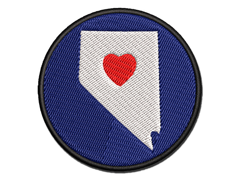 Nevada State with Heart Multi-Color Embroidered Iron-On or Hook & Loop Patch Applique