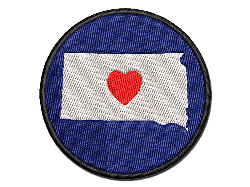 South Dakota State with Heart Multi-Color Embroidered Iron-On or Hook & Loop Patch Applique