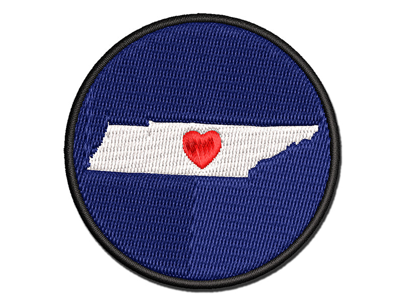 Tennessee State with Heart Multi-Color Embroidered Iron-On or Hook & Loop Patch Applique
