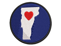 Vermont State with Heart Multi-Color Embroidered Iron-On or Hook & Loop Patch Applique