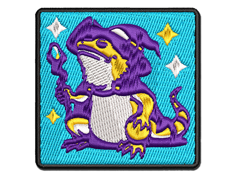 Bearded Dragon Wizard Lizard Multi-Color Embroidered Iron-On or Hook & Loop Patch Applique