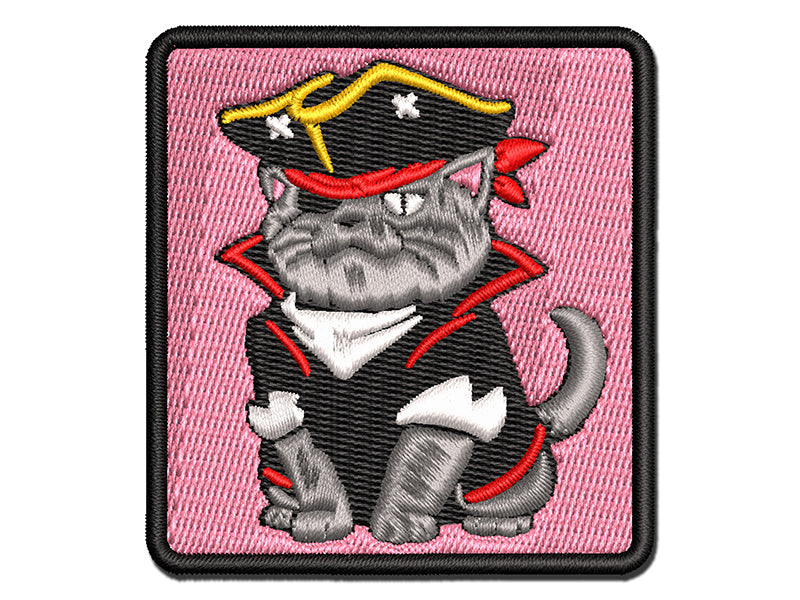Captain Pirate Cat Multi-Color Embroidered Iron-On or Hook & Loop Patch Applique