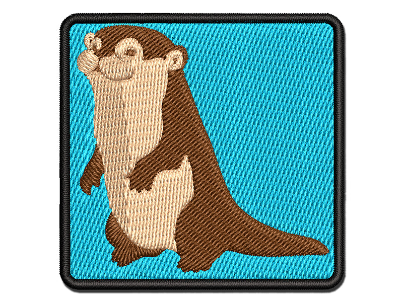 Curious and Cute River Otter Standing Multi-Color Embroidered Iron-On or Hook & Loop Patch Applique