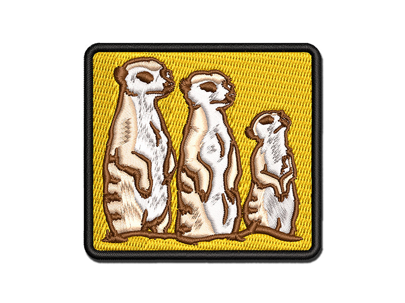 Curious Meerkat Family Multi-Color Embroidered Iron-On or Hook & Loop Patch Applique