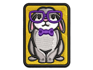 Cute Bunny Rabbit with Glasses and Bow Tie Multi-Color Embroidered Iron-On or Hook & Loop Patch Applique