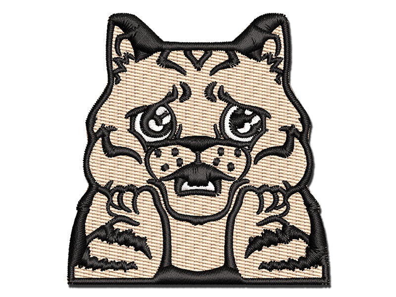 Distressed Striped Cat Looks Worried Multi-Color Embroidered Iron-On or Hook & Loop Patch Applique