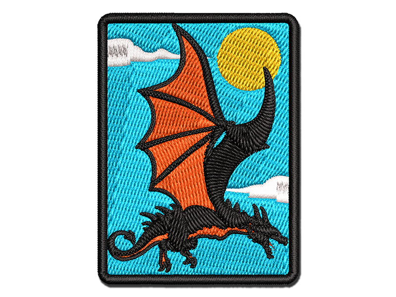 Fierce Flying Dragon Multi-Color Embroidered Iron-On or Hook & Loop Patch Applique