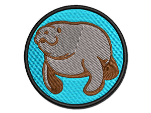 Gentle Manatee Multi-Color Embroidered Iron-On or Hook & Loop Patch Applique