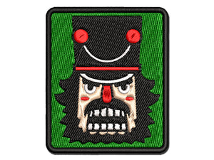 Grumpy Angry Christmas Nutcracker Face Multi-Color Embroidered Iron-On or Hook & Loop Patch Applique