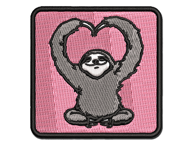 Happy Sloth Making Heart Arms Multi-Color Embroidered Iron-On or Hook & Loop Patch Applique