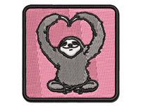 Happy Sloth Making Heart Arms Multi-Color Embroidered Iron-On or Hook & Loop Patch Applique