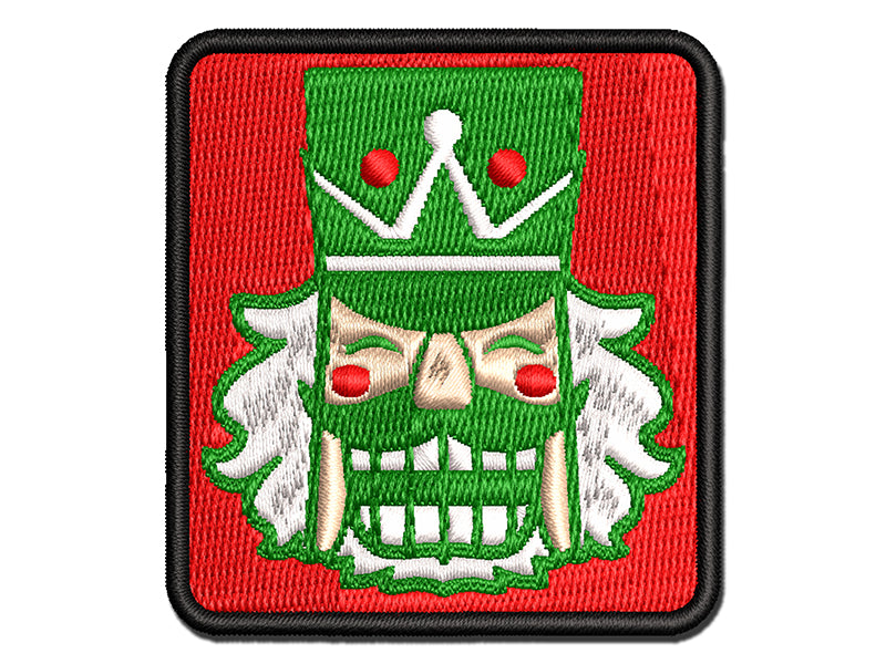 Happy Smiling Christmas Nutcracker Face Multi-Color Embroidered Iron-On or Hook & Loop Patch Applique