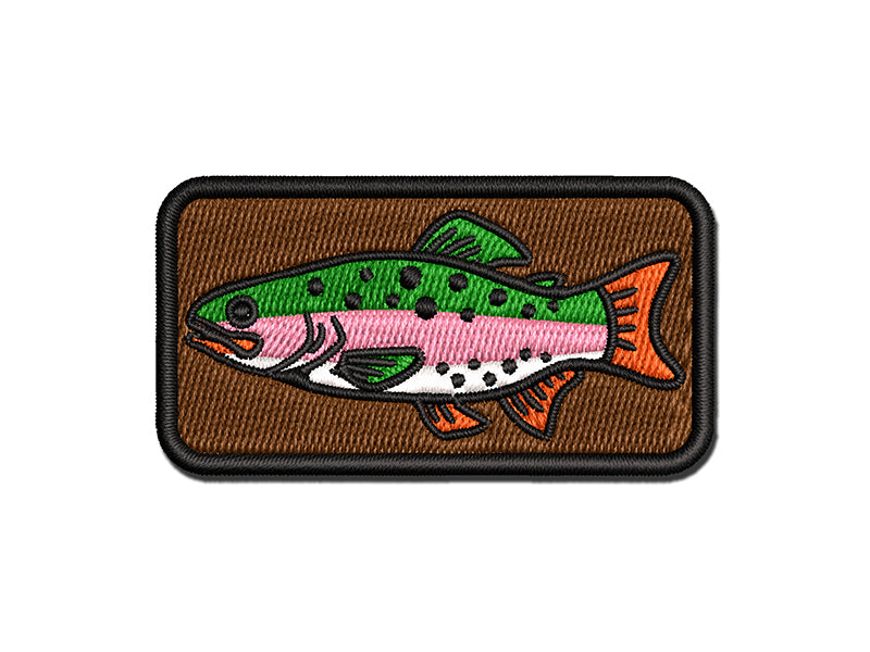 Rainbow Trout Fish with Spots Fishing Multi-Color Embroidered Iron-On or Hook & Loop Patch Applique