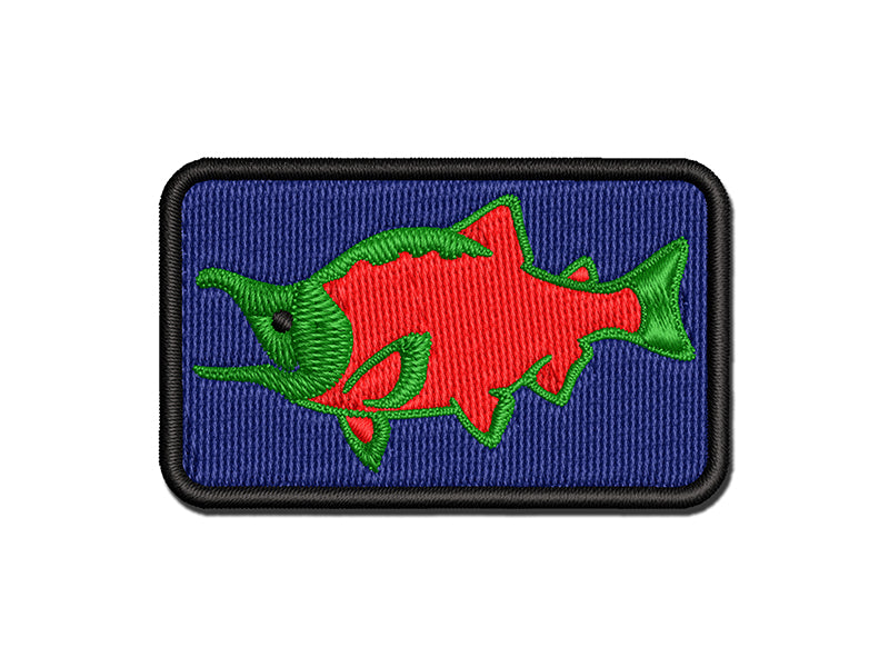 Sockeye Salmon Fish Multi-Color Embroidered Iron-On or Hook & Loop Patch Applique