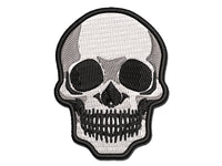 Spooky Human Skull Bone Multi-Color Embroidered Iron-On or Hook & Loop Patch Applique