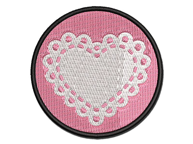 Fancy Heart Doily Love Valentine's Day Multi-Color Embroidered Iron-On or Hook & Loop Patch Applique