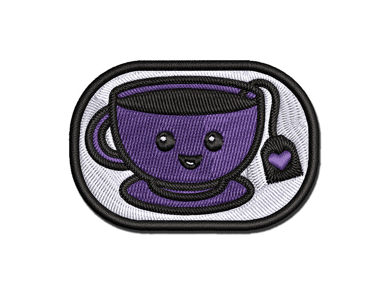 Kawaii Cute Cup of Tea Multi-Color Embroidered Iron-On or Hook & Loop Patch Applique