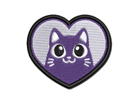 Cat Inside of Heart Love Multi-Color Embroidered Iron-On or Hook & Loop Patch Applique