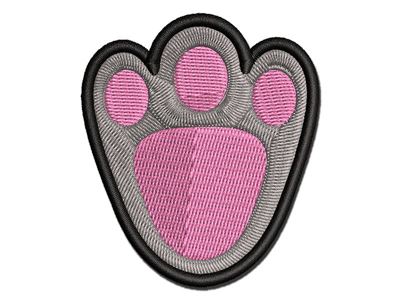 Easter Bunny Footprint Foot Print Multi-Color Embroidered Iron-On or Hook & Loop Patch Applique
