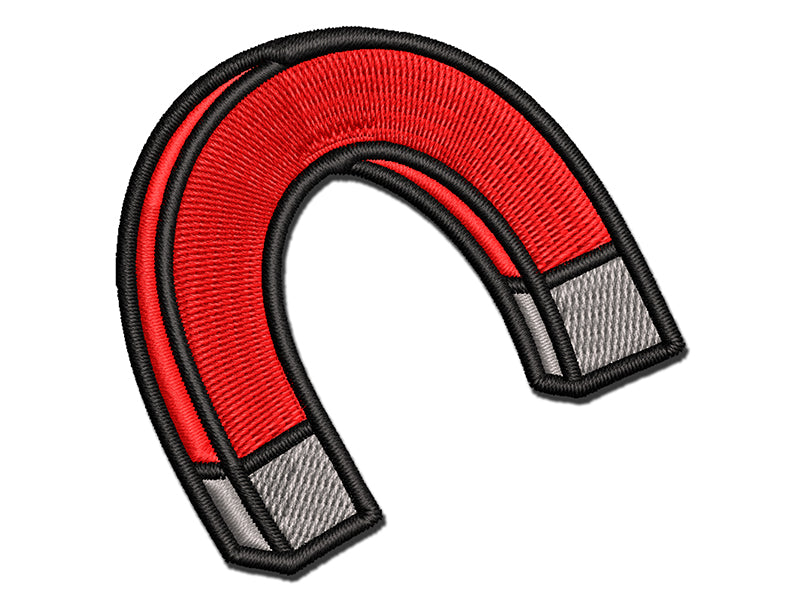 Horseshoe Magnet Magnetic Symbol Multi-Color Embroidered Iron-On or Hook & Loop Patch Applique