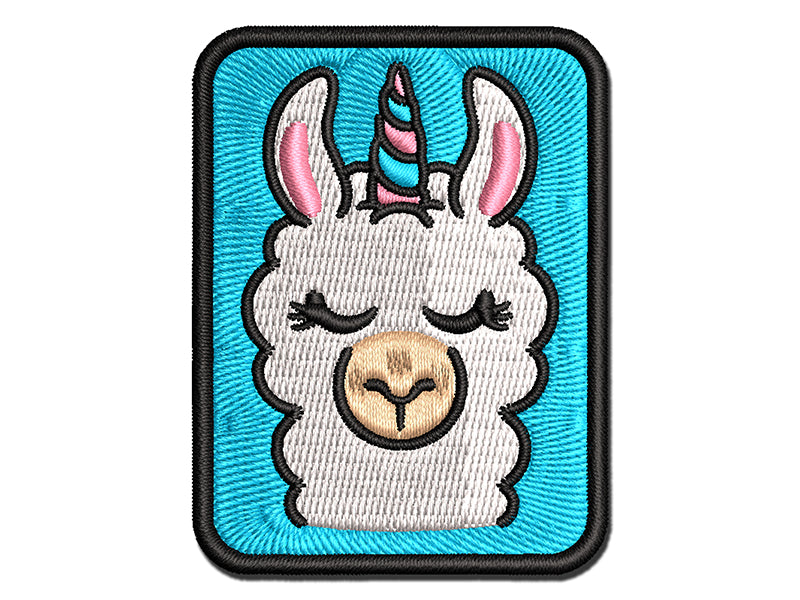 Lovely Llamacorn Llama Unicorn Multi-Color Embroidered Iron-On or Hook & Loop Patch Applique