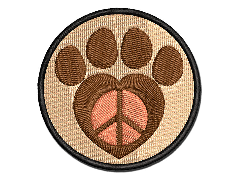 Paw Print Dog Cat Heart Peace Sign Multi-Color Embroidered Iron-On or Hook & Loop Patch Applique
