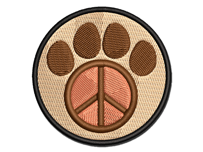 Paw Print Dog Cat Peace Sign Multi-Color Embroidered Iron-On or Hook & Loop Patch Applique