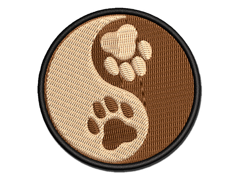 Paw Prints Yin Yang Cat Dog Multi-Color Embroidered Iron-On or Hook & Loop Patch Applique