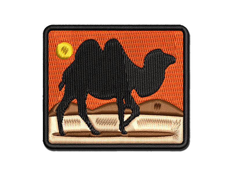 Camel Dromedary Silhouette Multi-Color Embroidered Iron-On or Hook & Loop Patch Applique