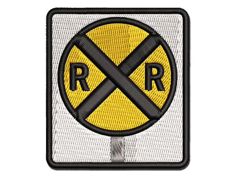 Railroad Crossing Train Multi-Color Embroidered Iron-On or Hook & Loop Patch Applique