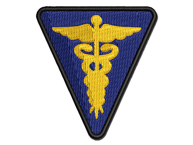 Staff of Hermes Silhouette Caduceus Medical Symbol Multi-Color Embroidered Iron-On or Hook & Loop Patch Applique
